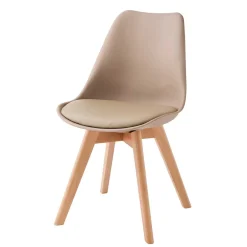 Wohnen Skandinavische Möbel|Küchenstühle*Polsterstühle in Taupe & Buche - Asiatia (4er Set)