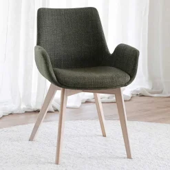 Wohnen Polsterstühle mit Armlehnen in Dunkelgrün - Termi (2er Set)