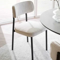 Wohnen Polsterstuhl in Creme & Schwarz - Jeffa (2er Set)