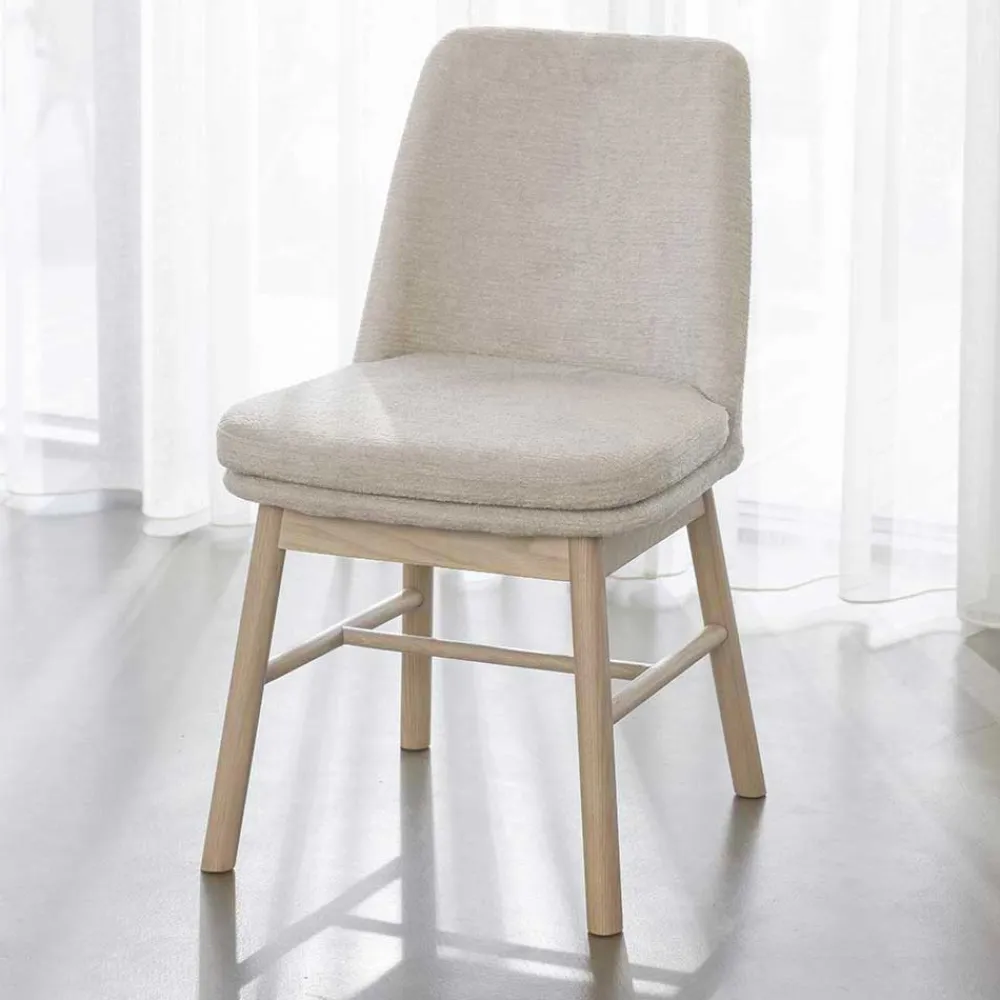 Wohnen Küchenstühle|Esszimmerstühle*Polsterstuhl in Creme Strukturstoff - Peppino (2er Set)