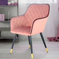 Wohnen Polsterstuhl mit Armlehnen in Rosa Schwarz - Elliot