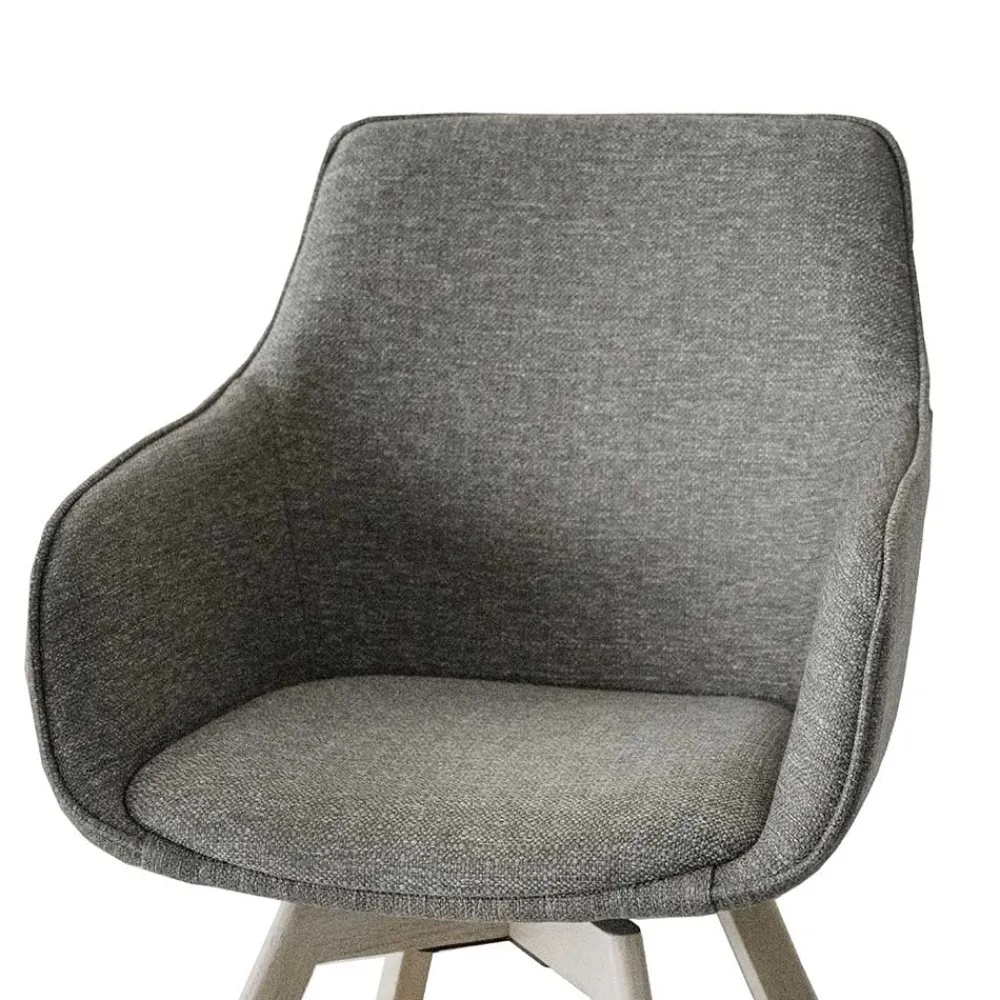 Wohnen Skandinavische Möbel|Küchenstühle*Polsterstuhl mit Armlehnen in Beigegrau - Diadoro (2er Set)