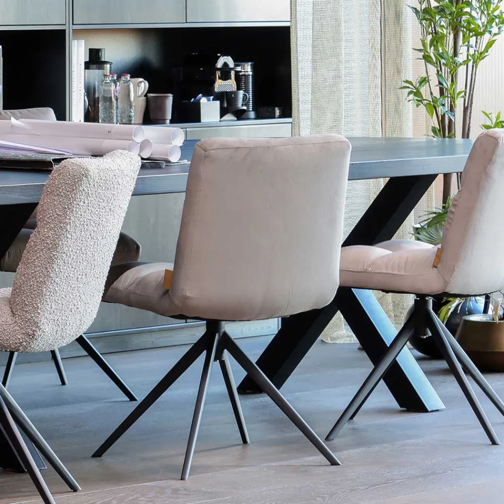 Wohnen Küchenstühle|Esszimmerstühle*Polsterstuhl mit Stativgestell in Beigegrau - Melli