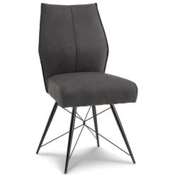 Wohnen Küchenstühle|Esszimmerstühle*Polsterstuhl-Duo in Dunkelgrau - Aturin (2er Set)