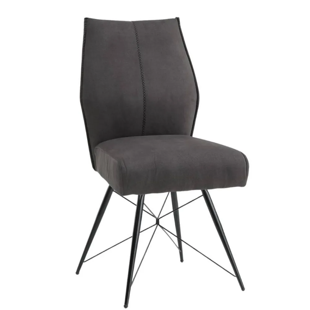 Wohnen Küchenstühle|Esszimmerstühle*Polsterstuhl-Duo in Dunkelgrau - Aturin (2er Set)