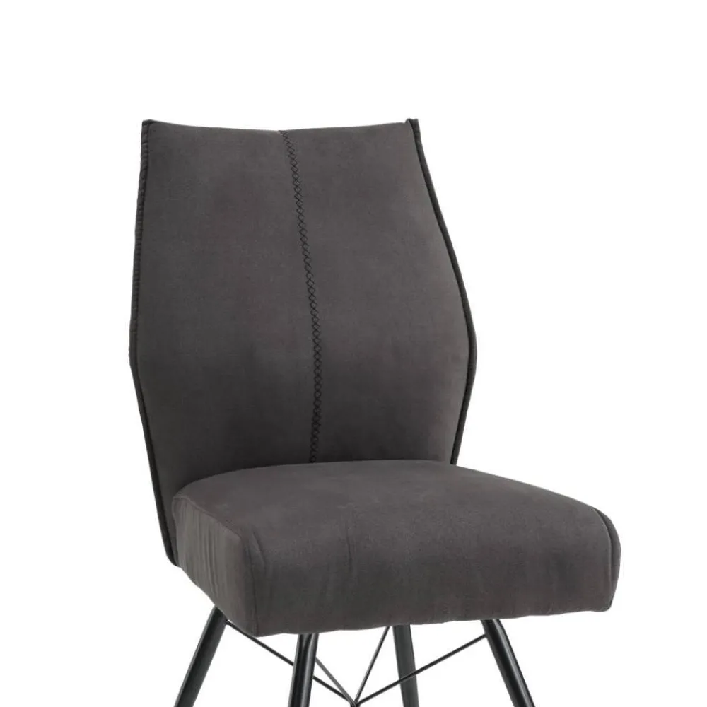 Wohnen Küchenstühle|Esszimmerstühle*Polsterstuhl-Duo in Dunkelgrau - Aturin (2er Set)