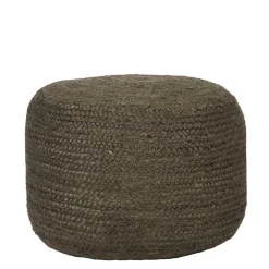 Wohnen Pouf Hocker in Oliv Grün aus Jute - Delius