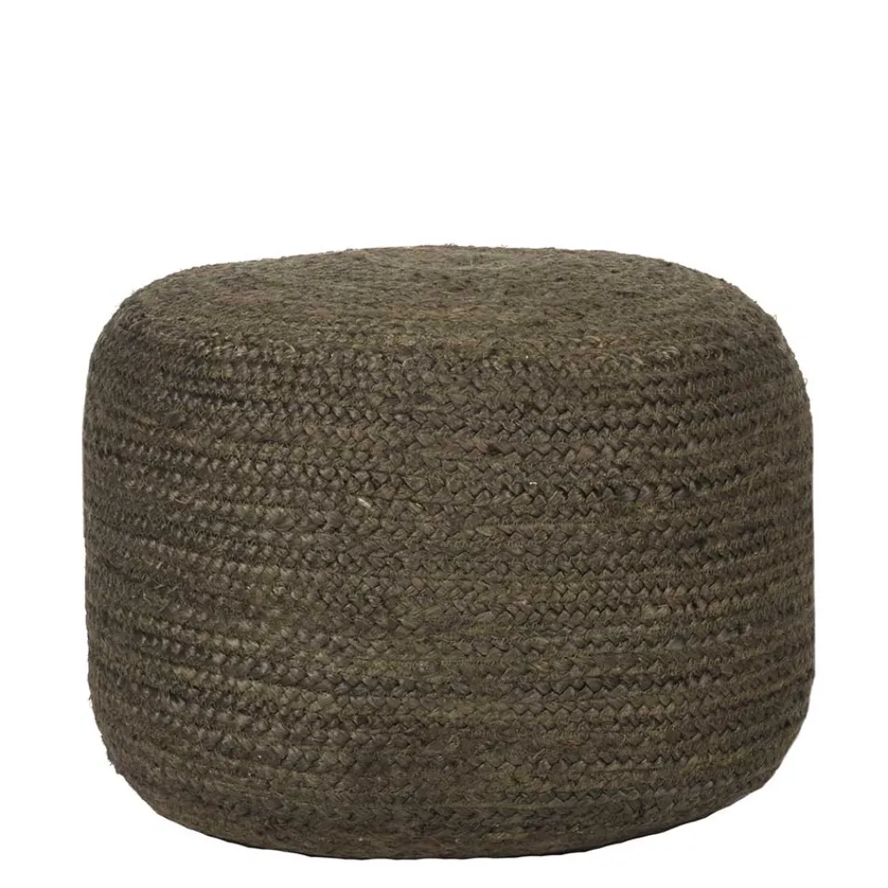 Wohnen Pouf Hocker in Oliv Grün aus Jute - Delius