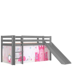 Kinder Wohnen Prinzessin Hochbett mit Rutsche in Grau - Cisada