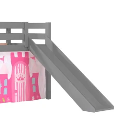 Kinder Wohnen Prinzessin Hochbett mit Rutsche in Grau - Cisada