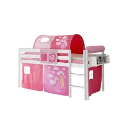 Wohnen Kinderbetten|Kindermöbel*Prinzessin Hochbett Tornado mit Vorhang und Tunnel in Rosa Pink