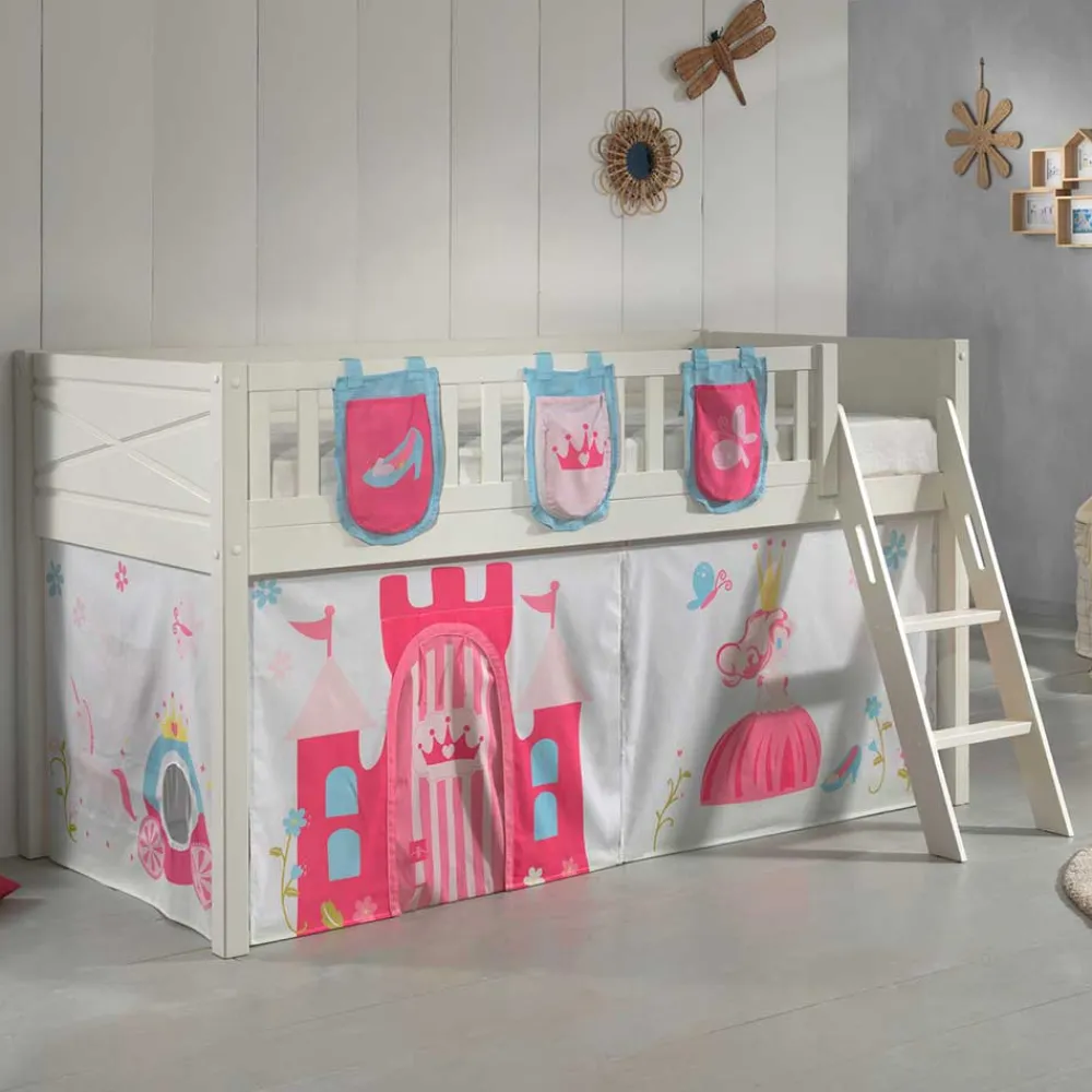 Wohnen Weiße Möbel|Jugendbetten*Prinzessin Spielbett Hochbett in Weiß - Brusetta