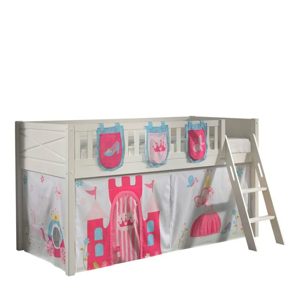Wohnen Weiße Möbel|Jugendbetten*Prinzessin Spielbett Hochbett in Weiß - Brusetta