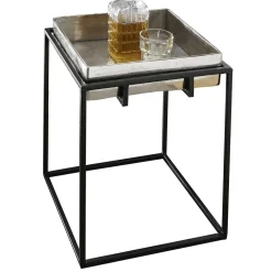 Wohnen Telefontische*Quadrat Beistelltisch aus Alu in Nickel - Ivany