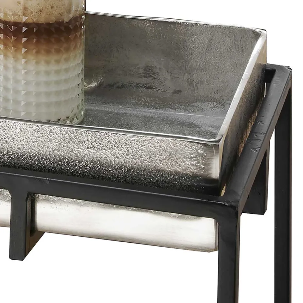 Wohnen Telefontische*Quadrat Beistelltisch aus Alu in Nickel - Ivany