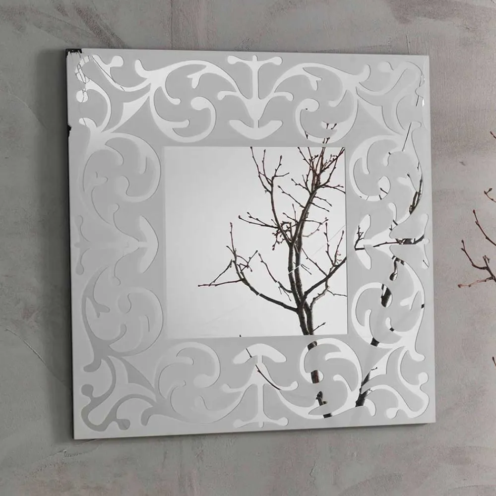 Wohnen Spiegel|Flurspiegel*Quadrat Design Spiegel mit Ornament Rahmen - Spazion