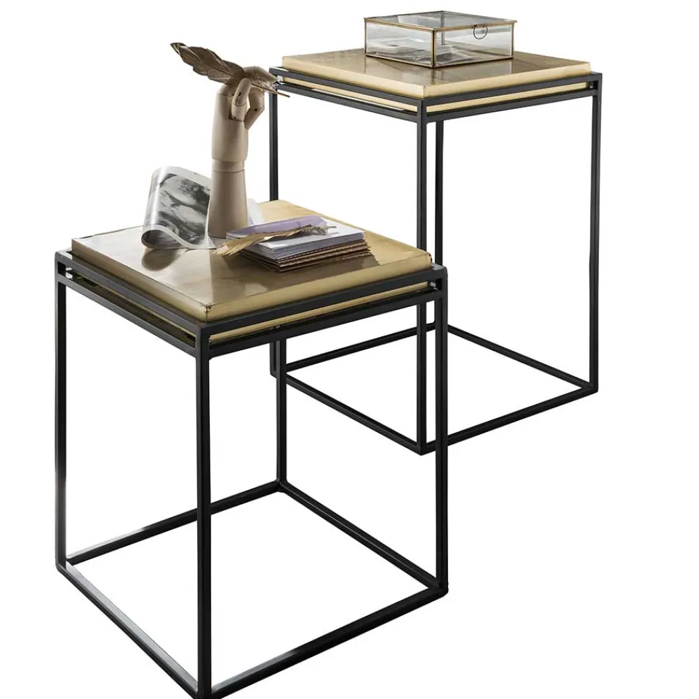 Wohnen Telefontische*Quadratische Beistelltische in Gold - Miaoly (zweiteilig)