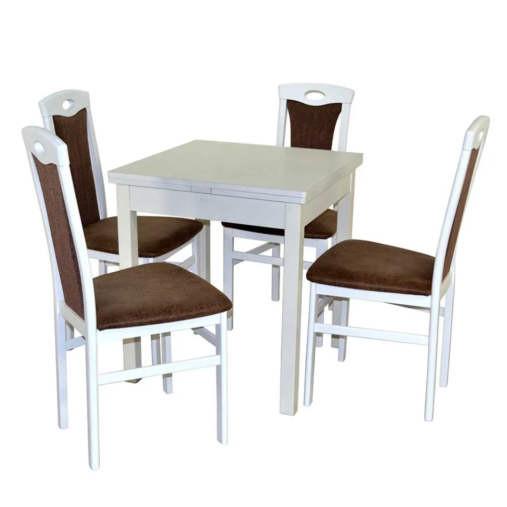 Wohnen Küchen-Essgruppen|Esszimmer Komplett*Quadratische Essgruppe mit Ausziehtisch - Mosca (fünfteilig)