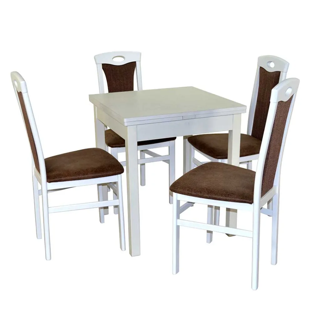 Wohnen Küchen-Essgruppen|Esszimmer Komplett*Quadratische Essgruppe mit Ausziehtisch - Mosca (fünfteilig)