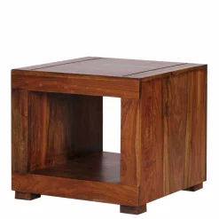 Wohnen Quadratischer Beistelltisch Hoslo aus Massivholz klar lackiert