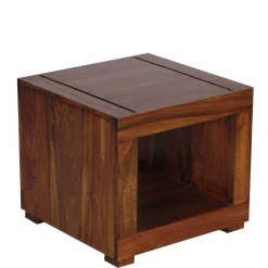 Wohnen Quadratischer Beistelltisch Hoslo aus Massivholz klar lackiert