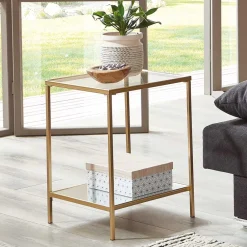 Wohnen Quadratischer Beistelltisch aus Klarglas - Clair