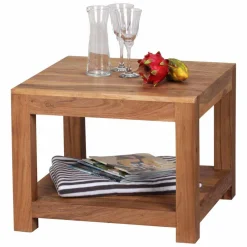 Wohnen Naturholzmöbel|Couchtisch*Quadratischer Couchtisch Vislan aus Holz naturbelassen Akazie massiv