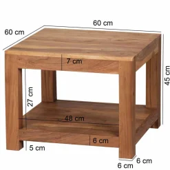 Wohnen Naturholzmöbel|Couchtisch*Quadratischer Couchtisch Vislan aus Holz naturbelassen Akazie massiv