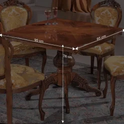Wohnen Quadratischer Esstisch im Barock Stil Magari mit Nussbaum Furnier