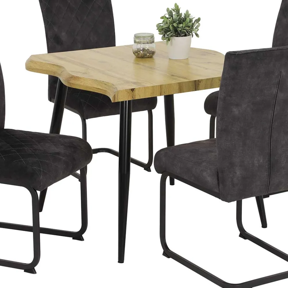 Wohnen Quadratischer Esstisch mit Baumkanten NB - Ashela