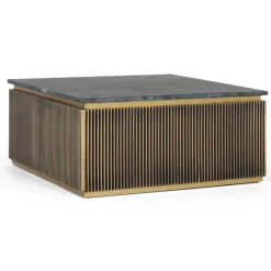 Wohnen Schwarze Möbel|Braune Möbel*Quadratischer Wohnzimmertisch mit Marmorplatte - Hayato