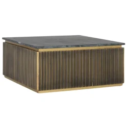 Wohnen Schwarze Möbel|Braune Möbel*Quadratischer Wohnzimmertisch mit Marmorplatte - Hayato