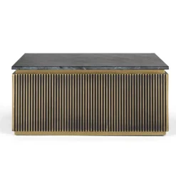 Wohnen Schwarze Möbel|Braune Möbel*Quadratischer Wohnzimmertisch mit Marmorplatte - Hayato