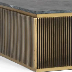 Wohnen Schwarze Möbel|Braune Möbel*Quadratischer Wohnzimmertisch mit Marmorplatte - Hayato