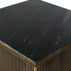 Wohnen Schwarze Möbel|Braune Möbel*Quadratischer Wohnzimmertisch mit Marmorplatte - Hayato