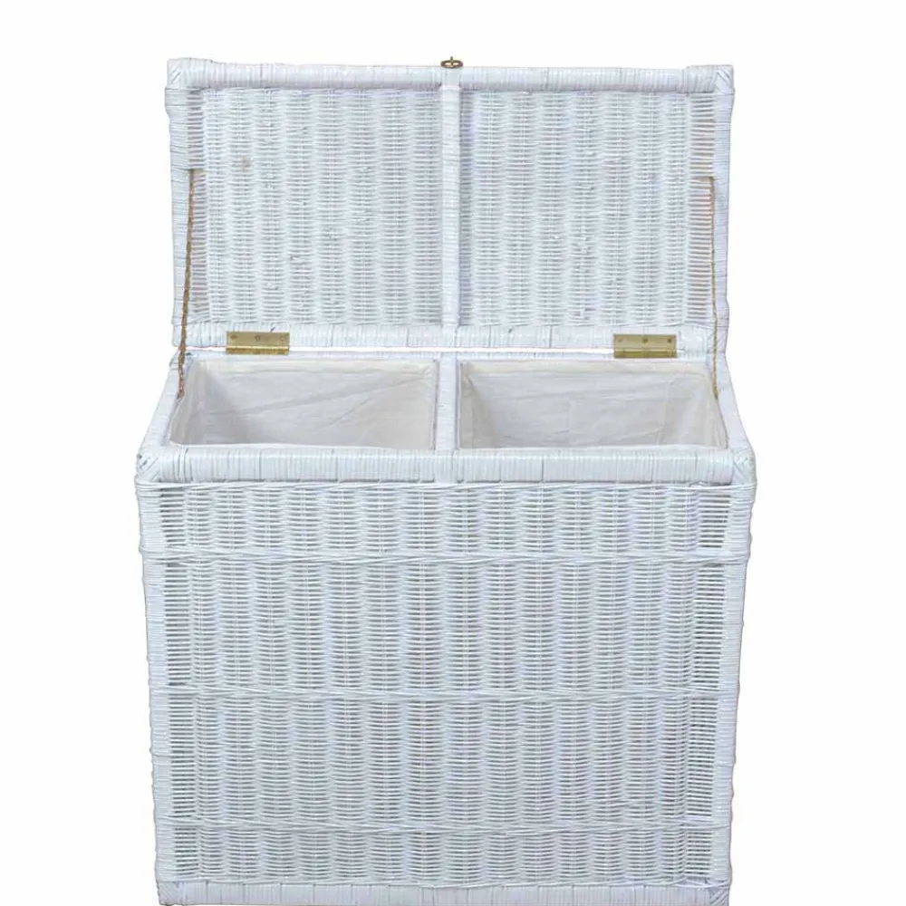 Wohnen Rattan Geflecht Wäschetruhe mit 2 Kammern - Gulica