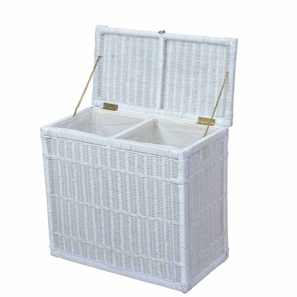 Wohnen Rattan Geflecht Wäschetruhe mit 2 Kammern - Gulica