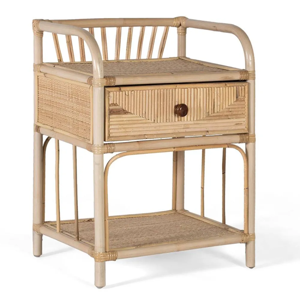 Wohnen Rattan Nachtkonsole mit zwei Ablagen - Robin