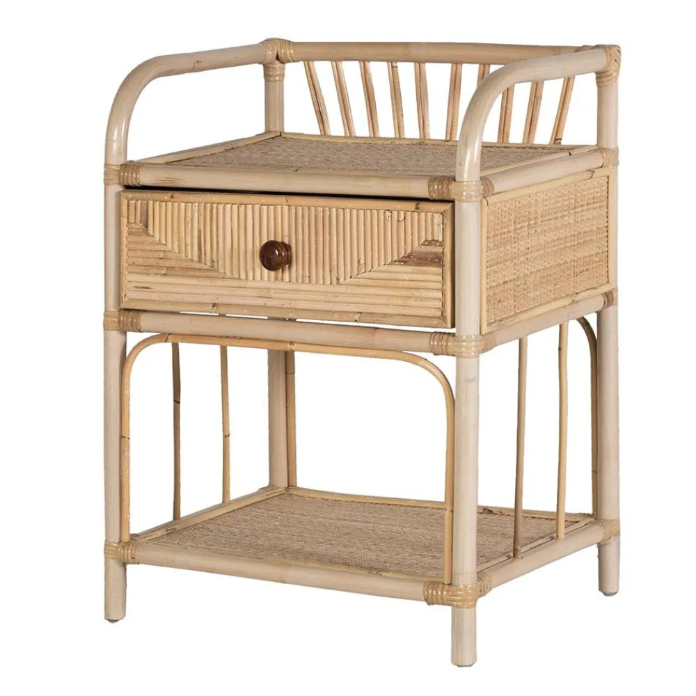 Wohnen Rattan Nachtkonsole mit zwei Ablagen - Robin