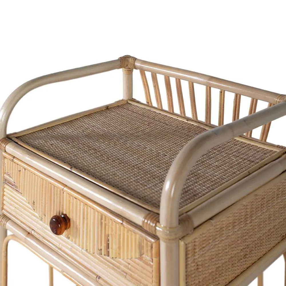Wohnen Rattan Nachtkonsole mit zwei Ablagen - Robin