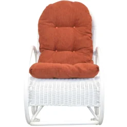 Wohnen Rattan Schaukelstuhl in Weiß lackiert - Eddi