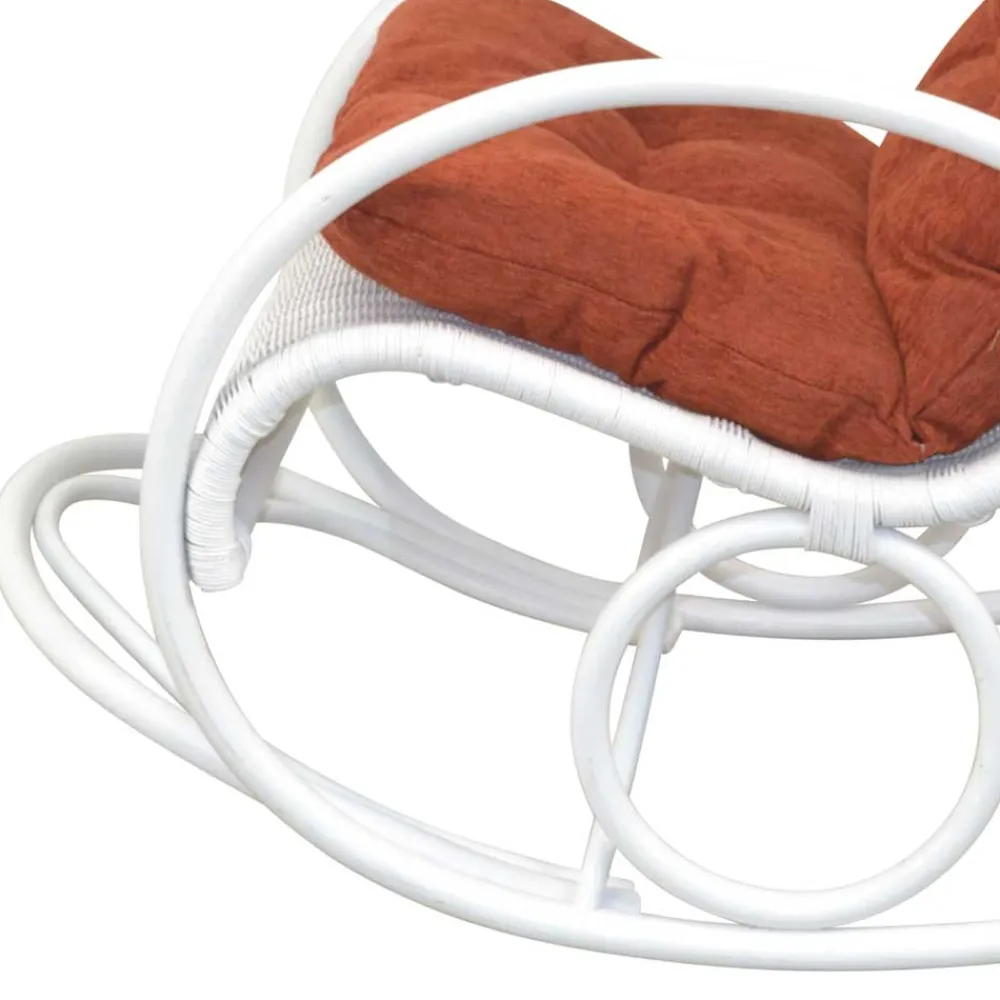 Wohnen Rattan Schaukelstuhl in Weiß lackiert - Eddi