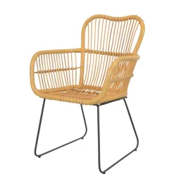 Wohnen Rattanmöbel*Rattan Sessel mit Eisen Bügelgestell - Finaly