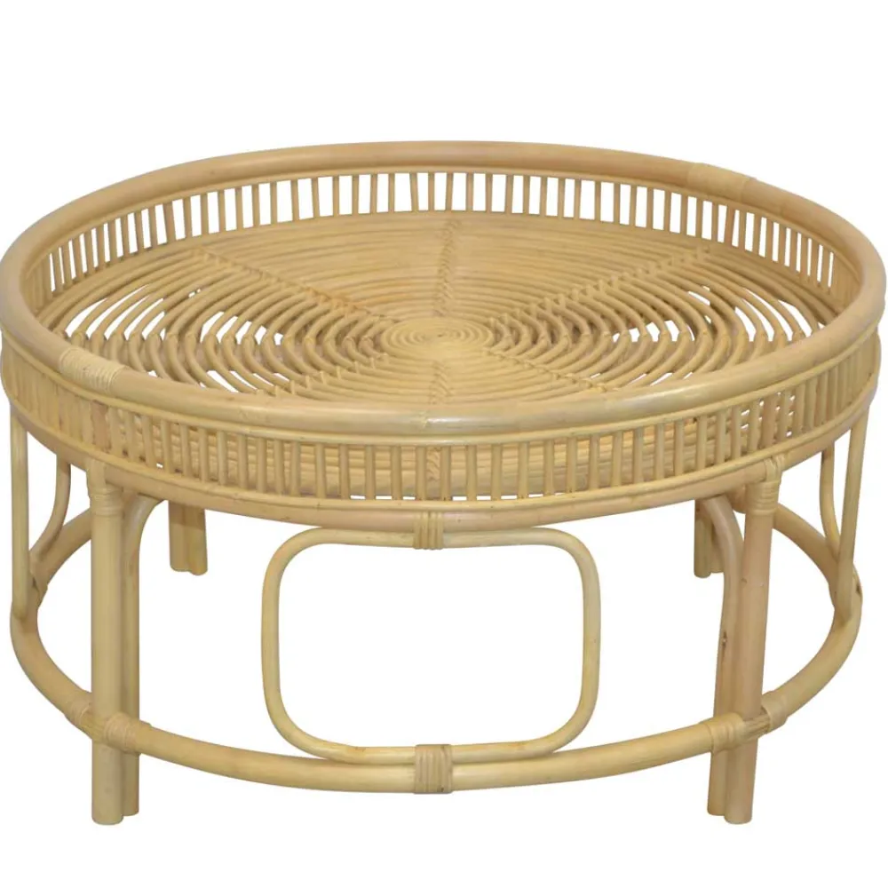 Wohnen Rattan Sofatisch in Beige 75x41x75 - Juwan