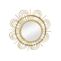 Wohnen Rattan Spiegel - Blütendesign Geflechtrahmen - Frastiva