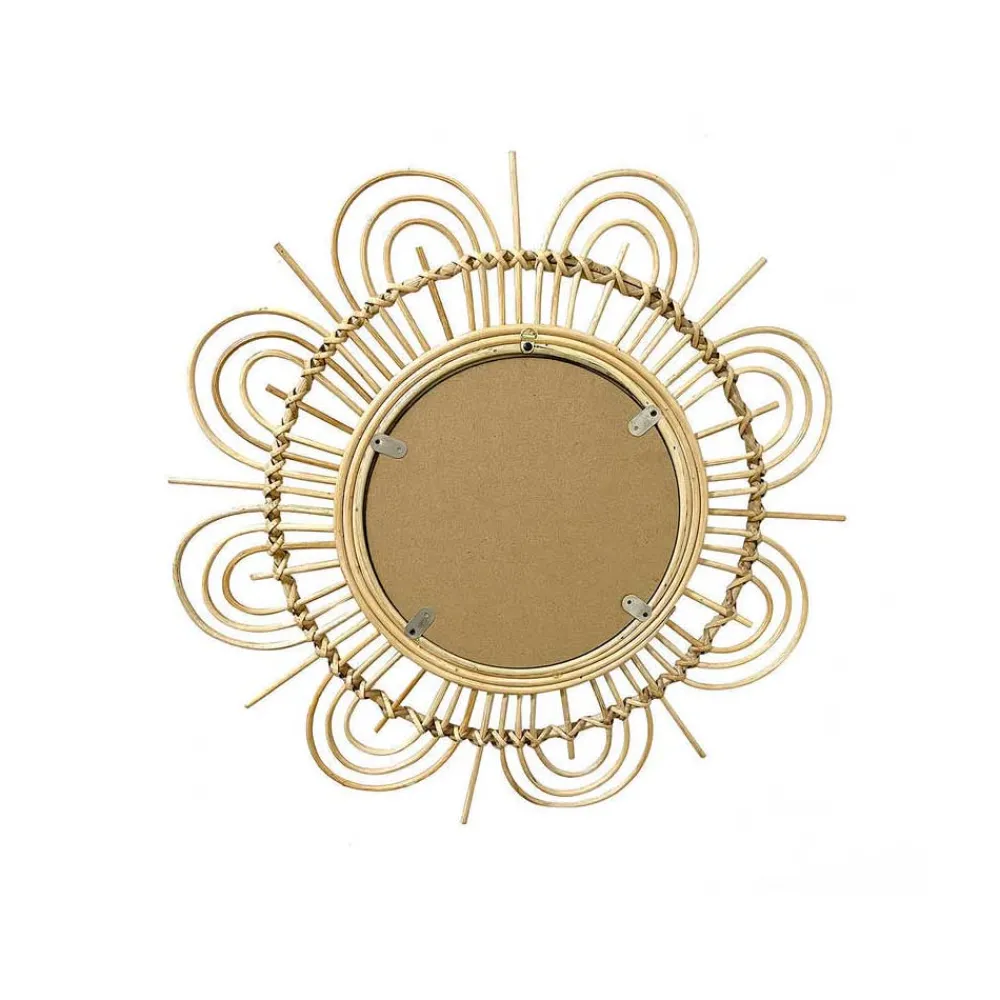 Wohnen Rattan Spiegel - Blütendesign Geflechtrahmen - Frastiva