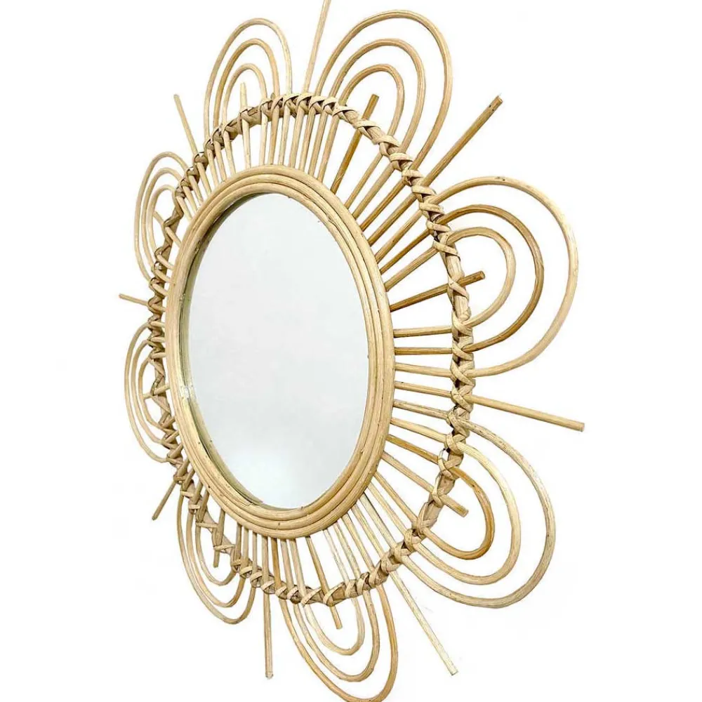 Wohnen Rattan Spiegel - Blütendesign Geflechtrahmen - Frastiva