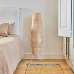 Wohnen Rattanmöbel|Lampen & Leuchten*Rattan Stehleuchte aus Geflecht in Beige - Abelonia