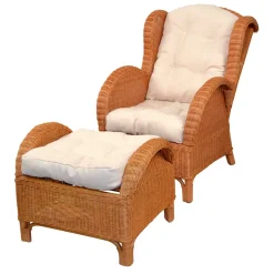 Wohnen Rattansessel & Fußhocker Set - Nesaris (zweiteilig)