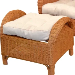 Wohnen Rattansessel & Fußhocker Set - Nesaris (zweiteilig)